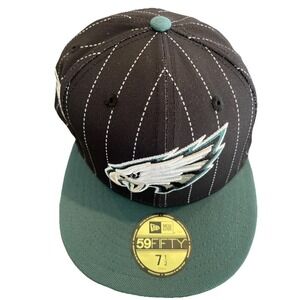 Philadelphia Eagles New Era 59FIFTY Fitted Hat Sz 7 1/2 Pin Stripe 75 Season NWT